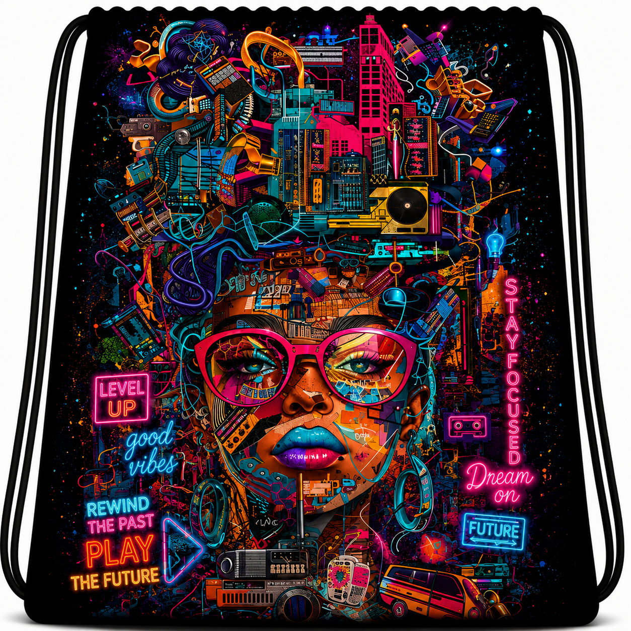 Cyber Girl™ | One-of-One Collectible Drawstring Backpack