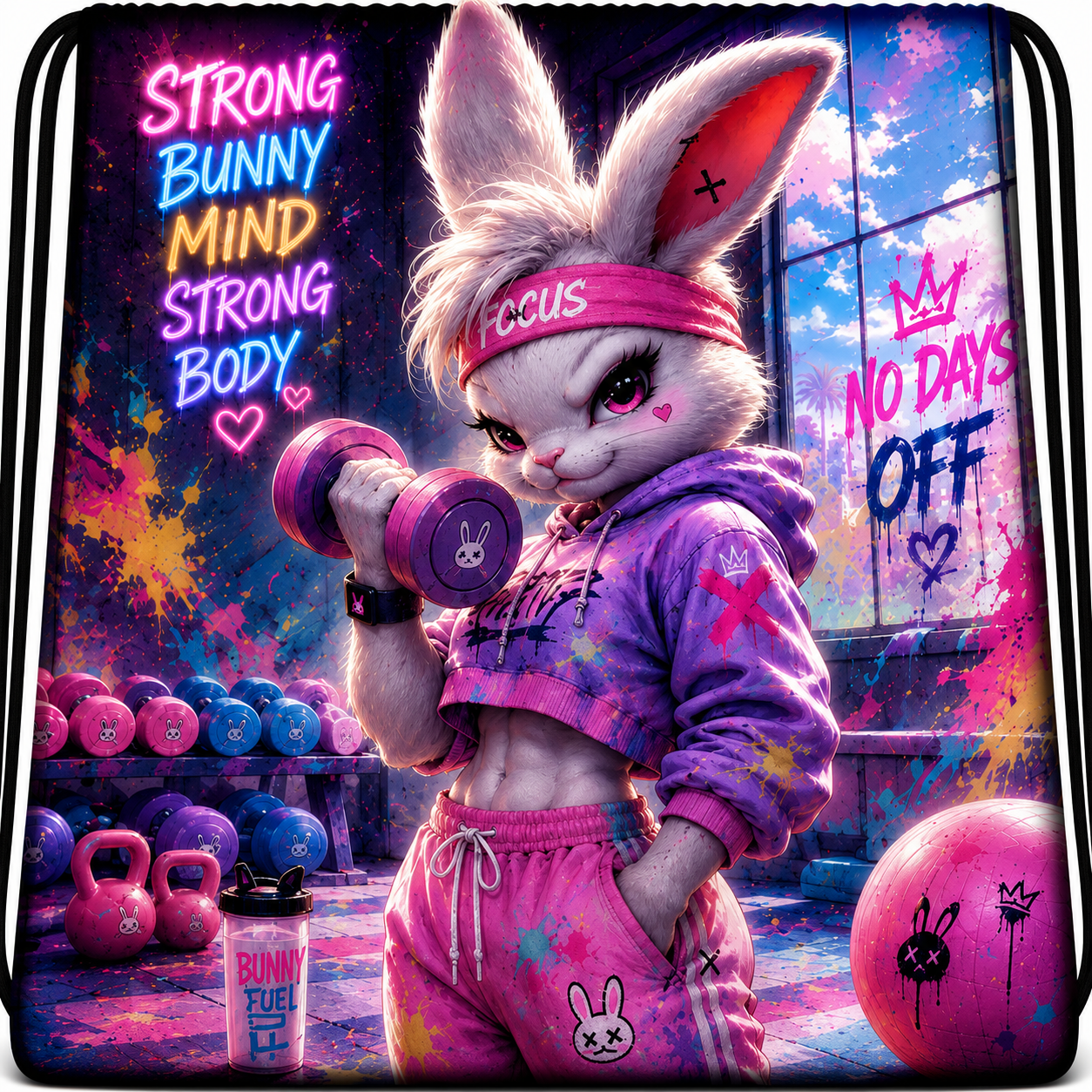 Bunny Dream™ | One-of-One Collectible Drawstring Backpack