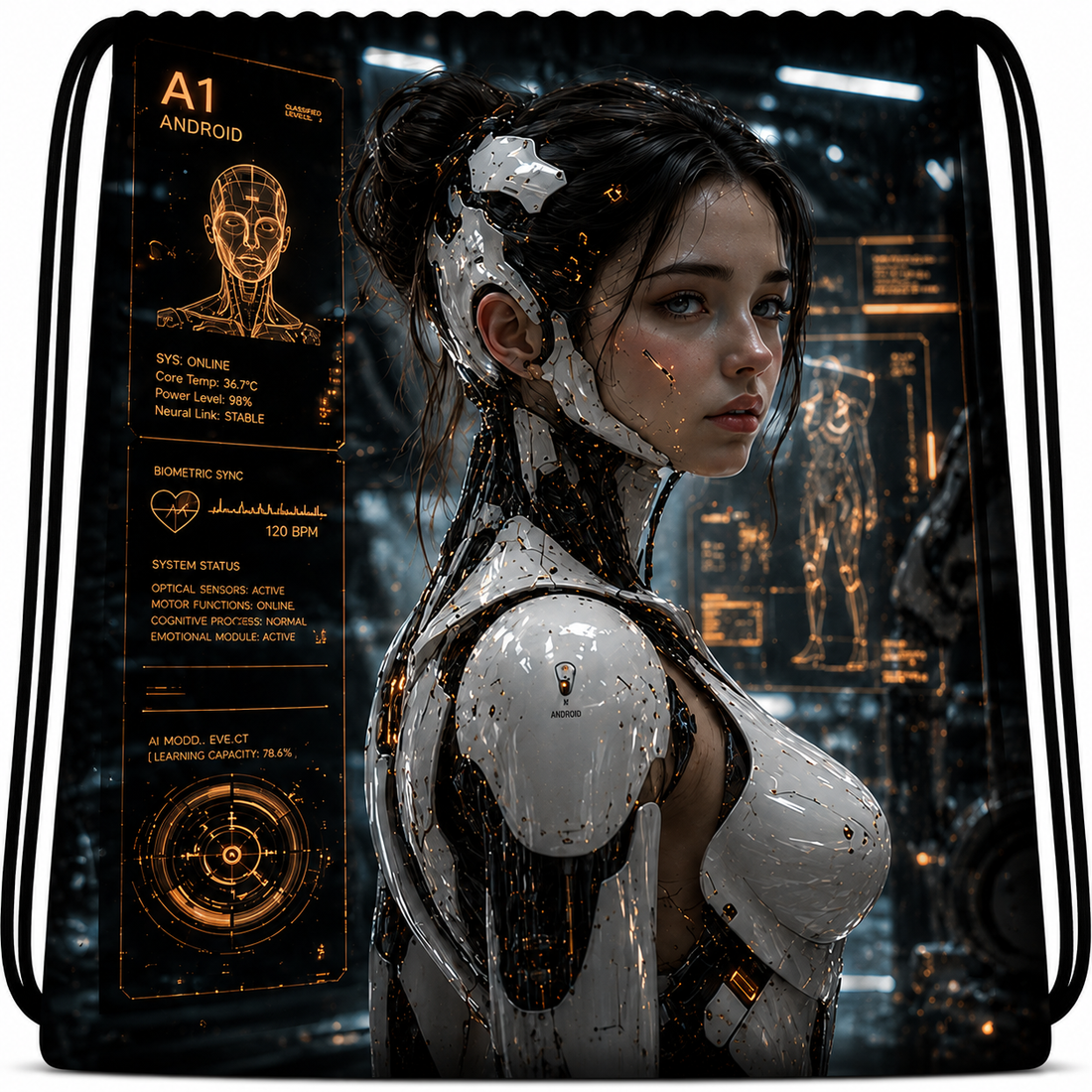 Pink Robot™ | One-of-One Collectible Drawstring Backpack