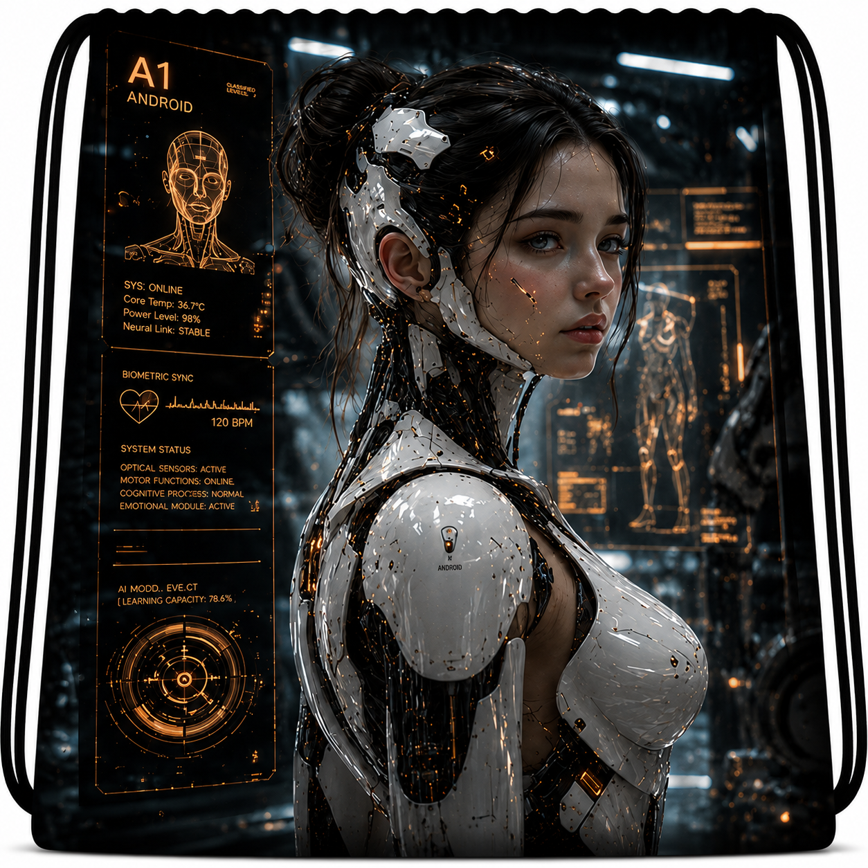 Pink Robot™ | One-of-One Collectible Drawstring Backpack