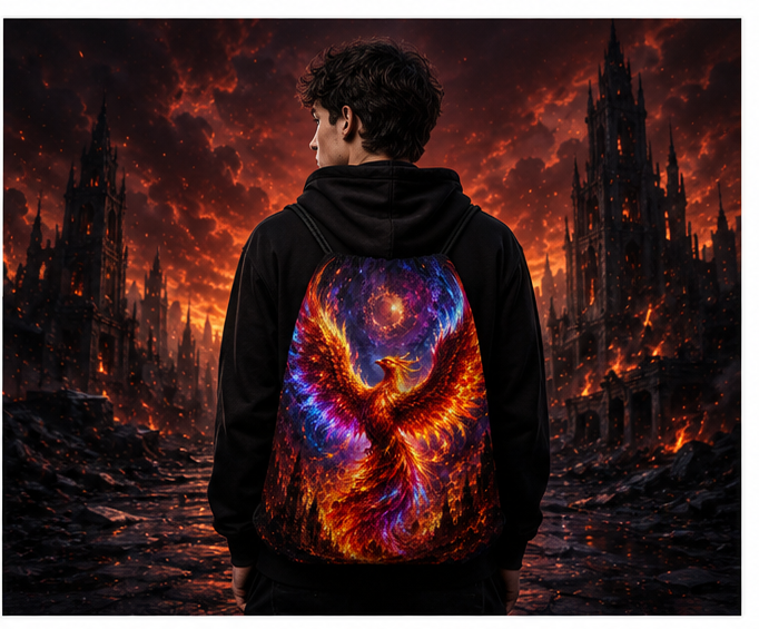 Phoenix Hedgehog™ | One-of-One Collectible Drawstring Backpack