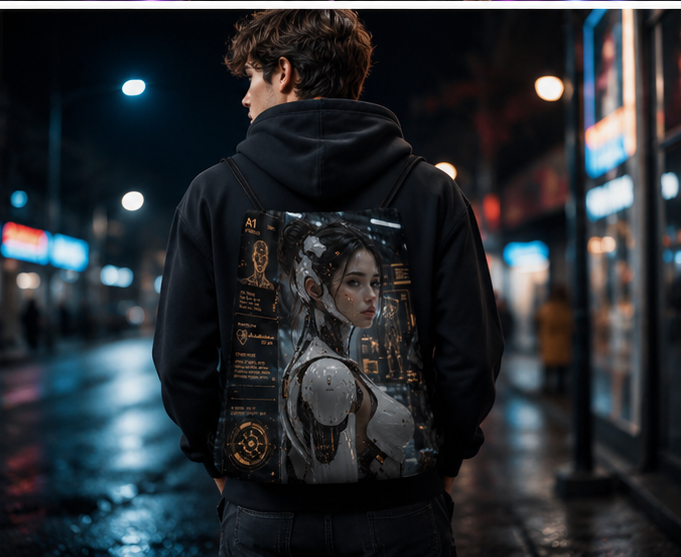 Pink Robot™ | One-of-One Collectible Drawstring Backpack